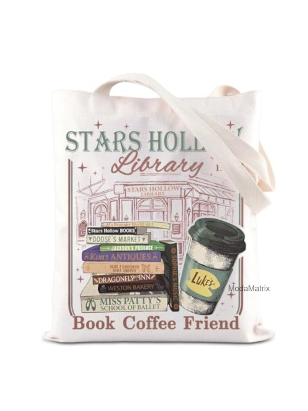 Canvas Tote Bag Stars Hollow Library TV Fan Gift Reusable Shopping Bag